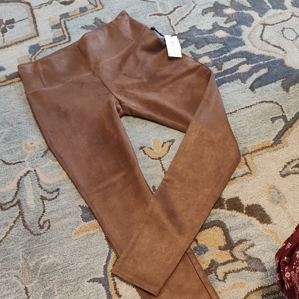 Dex Faux Suede Leggings in Brown